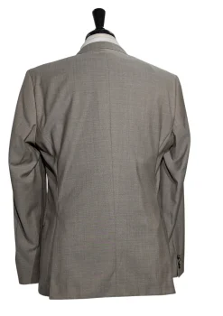 Hugo Boss Mens Taupe Textured Notch Lapels Classic Fit 2 Button Wool Suit - 40R