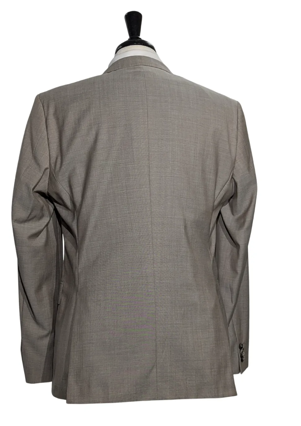 Hugo Boss Mens Taupe Textured Notch Lapels Classic Fit 2 Button Wool Suit - 40R