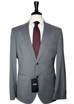 Hugo Boss Modern Fit Stretch Light Gray Solid Two Button Notch Lapel Wool Suit