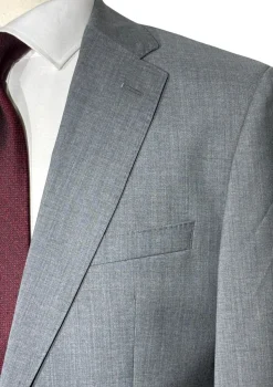 Hugo Boss Modern Fit Stretch Light Gray Solid Two Button Notch Lapel Wool Suit