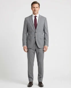Hugo Boss Modern Fit Stretch Light Gray Solid Two Button Notch Lapel Wool Suit