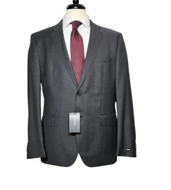 Hugo Boss Modern Fit Textured Charcoal Notch Lapel Men’s Two Button Wool Suit