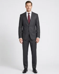 Hugo Boss Modern Fit Textured Charcoal Notch Lapel Men’s Two Button Wool Suit