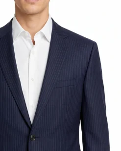 Hugo Boss Navy Pinstripe Modern Fit Notch Lapel Wool 2-Button Suit 40L