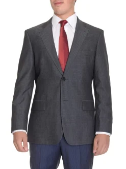 Hugo Boss Paolini Charcoal Gray Striped Super 130's Wool Blazer Sportcoat