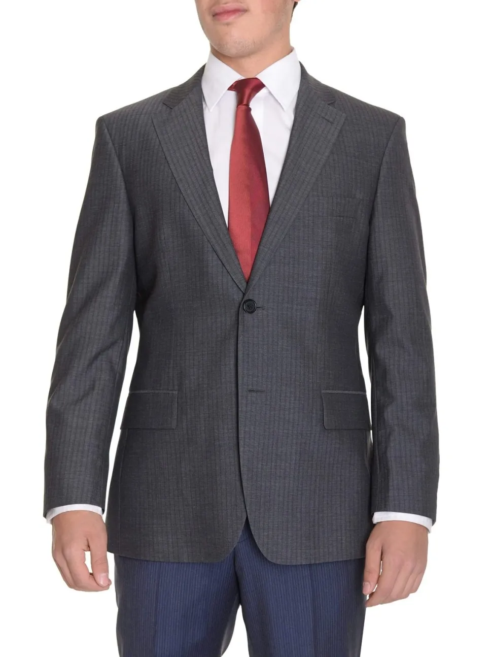 Hugo Boss Paolini Charcoal Gray Striped Super 130's Wool Blazer Sportcoat