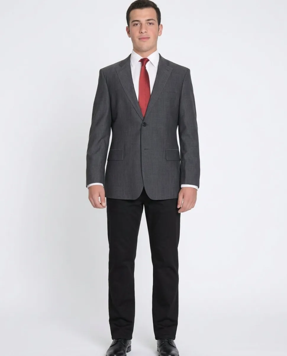 Hugo Boss Paolini Charcoal Gray Striped Super 130's Wool Blazer Sportcoat