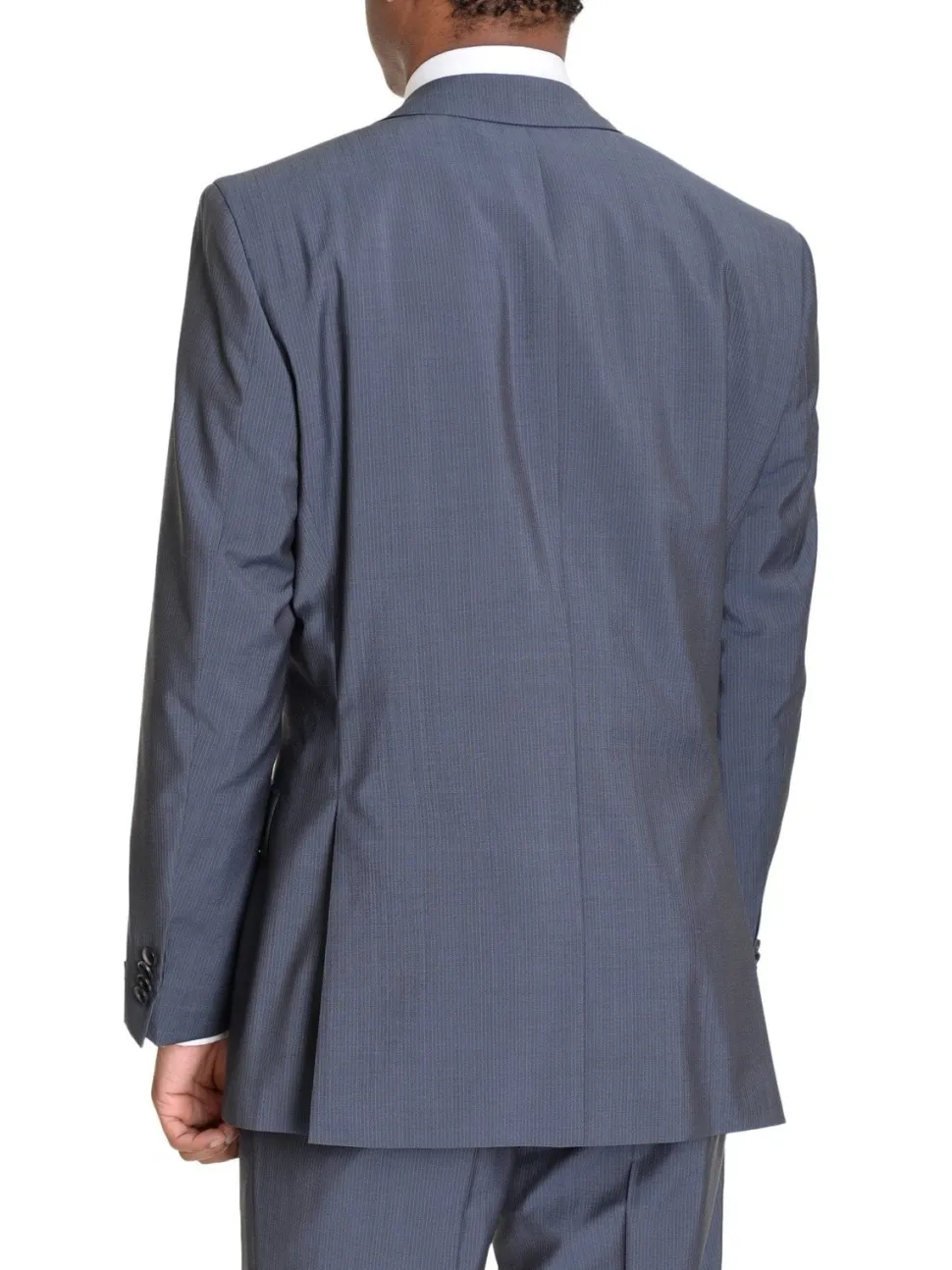 Hugo Boss Paolini1/Movio1 Blue Gray Striped Two Button Wool Suit