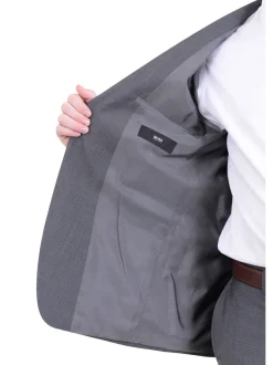 Hugo Boss Paolini1/movio1 Classic Fit Gray Plaid Two Button Wool Suit