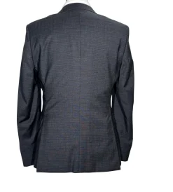 Hugo Boss Slim Fit Charcoal Checkered Stretch Notch Lapels Two Button Wool Suit