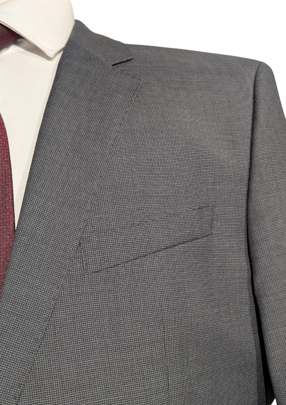 Hugo Boss Slim Fit Textured Charcoal Notch Lapel Two Button Wool Suit