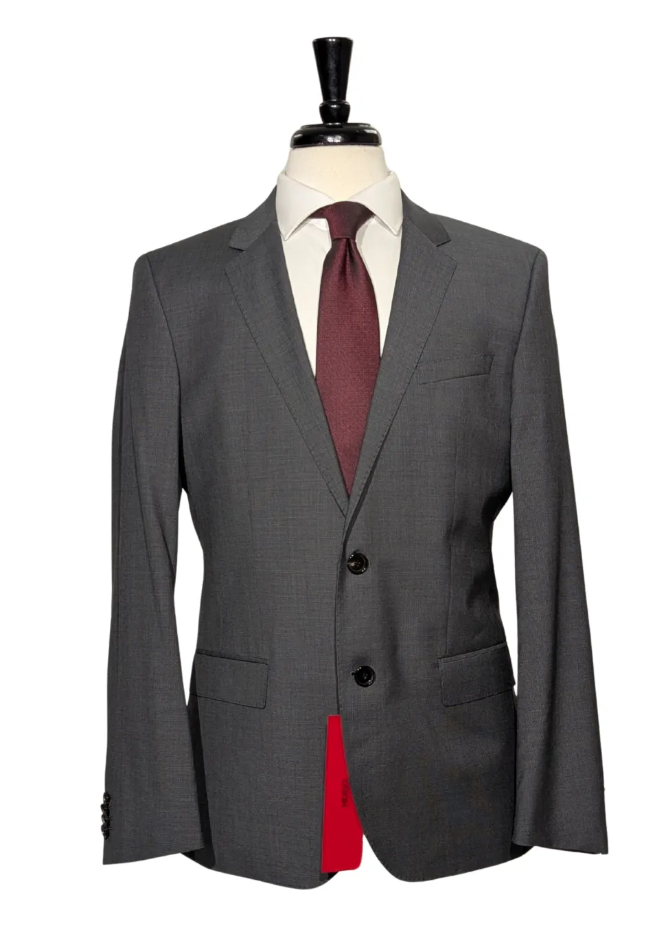 Hugo Boss Slim Fit Textured Charcoal Notch Lapel Two Button Wool Suit