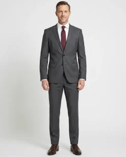 Hugo Boss Slim Fit Textured Charcoal Notch Lapel Two Button Wool Suit