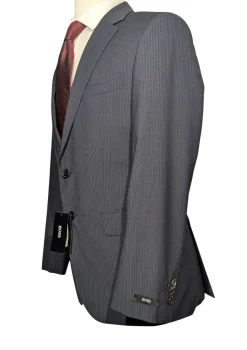 Hugo Boss Slim Fit Tonal Navy Micro-Check Notch Lapel Two Button Wool Suit