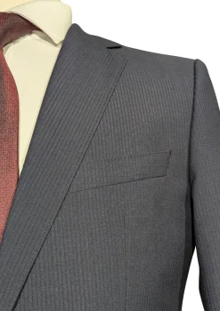 Hugo Boss Slim Fit Tonal Navy Micro-Check Notch Lapel Two Button Wool Suit