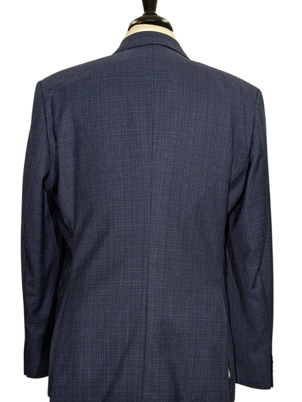 Hugo Boss Super 130 Drago Blue Check Wool Notch Lapel Two-Button Suit 44R