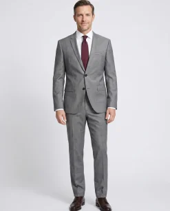 Hugo Boss Super 100s Gray Birdseye Notch Lapels 2-Button Wool Suit - 38R