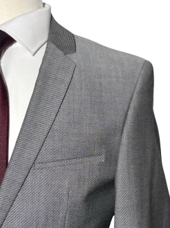 Hugo Boss Super 100s Gray Birdseye Notch Lapels 2-Button Wool Suit - 38R
