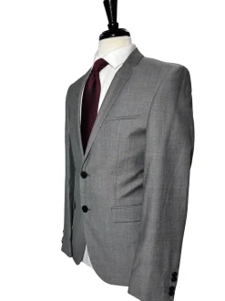 Hugo Boss Super 100s Gray Birdseye Notch Lapels 2-Button Wool Suit - 38R