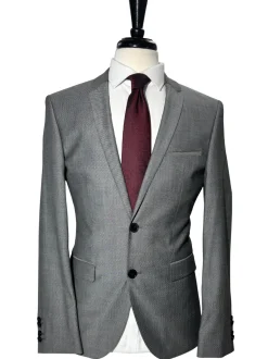 Hugo Boss Super 100s Gray Birdseye Notch Lapels 2-Button Wool Suit - 38R