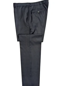 Hugo Boss Super 120s Navy Blue Plaid Windowpane Slim Fit Notch Lapels Wool 2-Button Suit - 44R