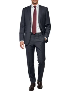 Hugo Boss Textured Charcoal Gray Notch Lapel Classic Fit Wool 2-Button Suit 40L