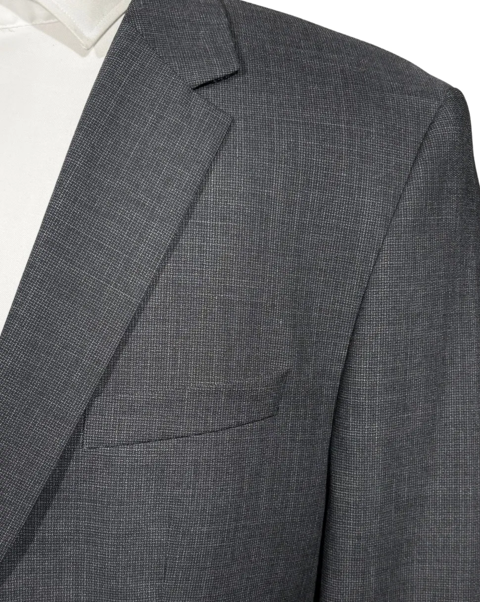 Hugo Boss Textured Gray Slim Fit Notch Lapel 2-Button Suit 44L