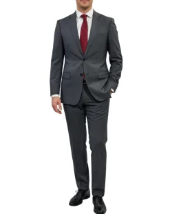 Hugo Boss Textured Gray Slim Fit Notch Lapel 2-Button Suit 44L