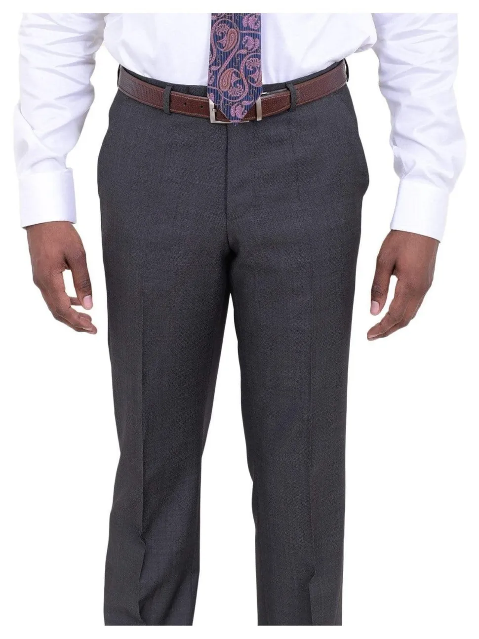 Hugo Boss The Fordham/central Charcoal Gray Pindot Wool Suit With Peak Lapels