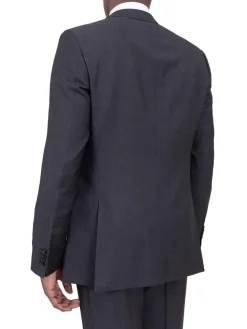 Hugo Boss The Fordham/central Charcoal Gray Pindot Wool Suit With Peak Lapels