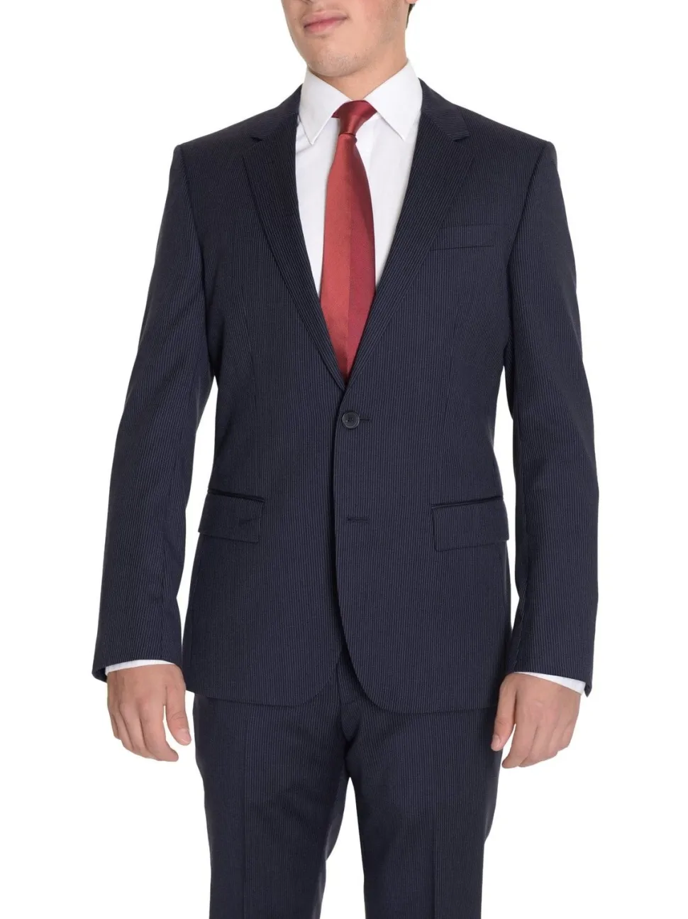 Hugo Boss The Grand/central Classic Fit Navy Pinstriped Two Button Wool Suit