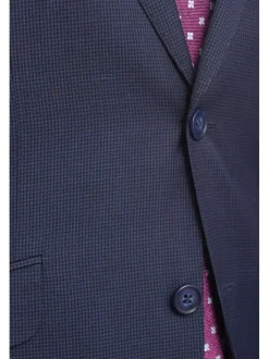 Ideal Slim Fit Blue Houndstooth Two Button Wool Suit