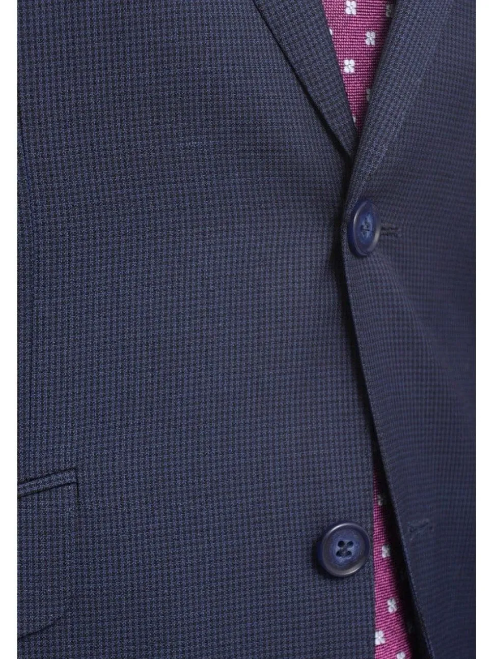 Ideal Slim Fit Blue Houndstooth Two Button Wool Suit