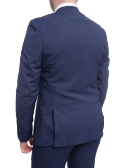 Ideal Slim Fit Blue Houndstooth Two Button Wool Suit