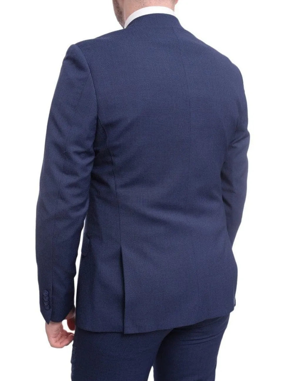 Ideal Slim Fit Blue Houndstooth Two Button Wool Suit