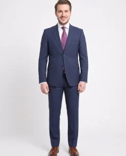 Ideal Slim Fit Blue Houndstooth Two Button Wool Suit