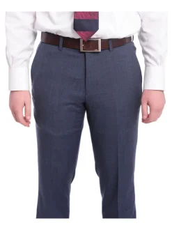Ideal Slim Fit Heather Blue Two Button Wool Suit With Peak Lapels