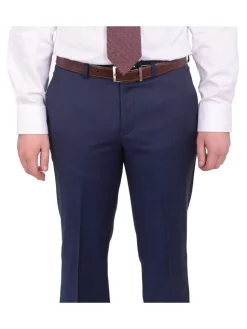 Ideal Slim Fit Heather Blue Two Button Wool Suit With Peak Lapels