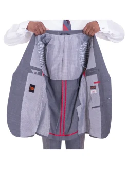 Ideal Slim FIt Heather Gray Two Button Half Lined Stretch Wool Suit