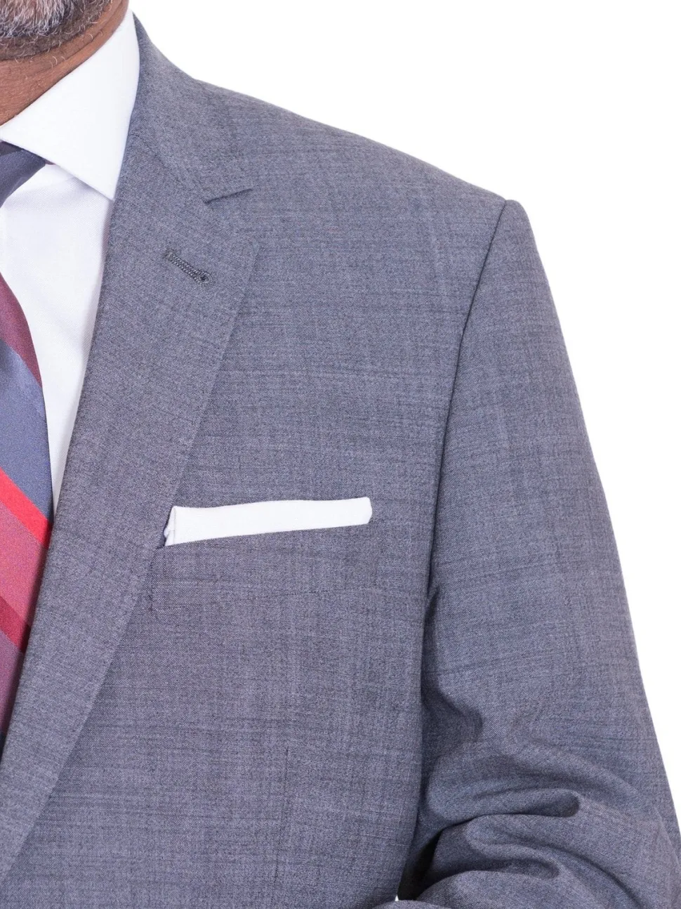 Ideal Slim FIt Heather Gray Two Button Half Lined Stretch Wool Suit