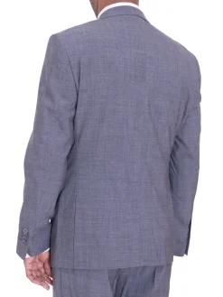 Ideal Slim FIt Heather Gray Two Button Half Lined Stretch Wool Suit