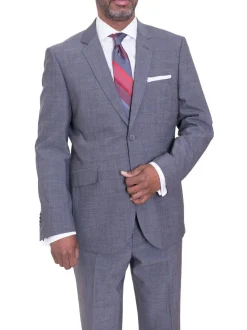 Ideal Slim FIt Heather Gray Two Button Half Lined Stretch Wool Suit