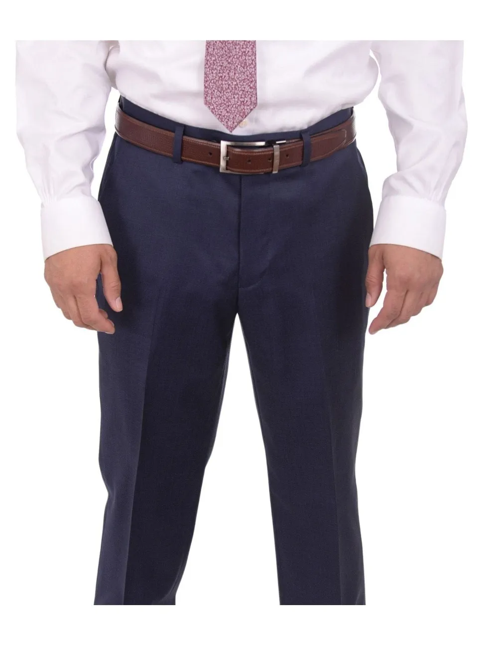 Ideal Slim Fit Solid Blue Two Button Wool Suit