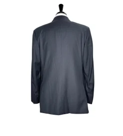Isaia Mens Black Tonal Stripe Fully-Canvassed Notch Lapel Slim Fit 2-Button Wool Suit - 44L