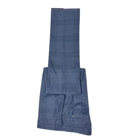 Isaia Mens Blue Plaid Fully-Canvassed Notch Lapel Classic Fit 2-Button Wool Suit - 44L