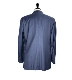 Isaia Mens Blue Windowpane Fully-Canvassed Notch Lapel Slim Fit 2-Button Wool Suit - 44L
