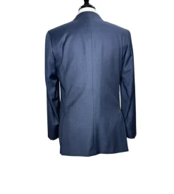 Isaia Mens Blue Windowpane Fully-Canvassed Notch Lapel Classic Fit 2-Button Wool Suit - 40R