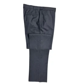 Isaia Mens Charcoal Gray Pinstripe Fully-Canvassed Notch Lapel Slim Fit 2-Button Wool Suit - 44L
