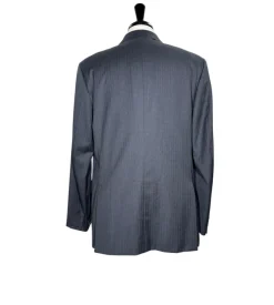 Isaia Mens Charcoal Gray Tonal Stripe Fully-Canvassed Notch Lapel Slim Fit 2-Button Wool Suit - 44L