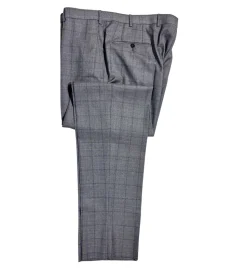 Isaia Mens Charcoal Windowpane Fully-Canvassed Notch Lapel Classic Fit 2-Button Wool Suit - 44L